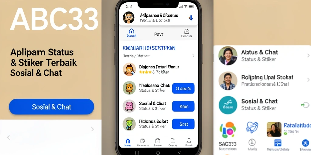 Tampilan antarmuka aplikasi ABC33 dengan berbagai stiker menarik.
