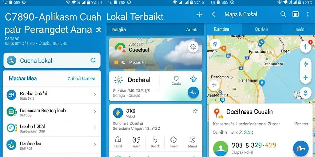 Tampilan antarmuka aplikasi C7890 yang menampilkan informasi cuaca lokal.