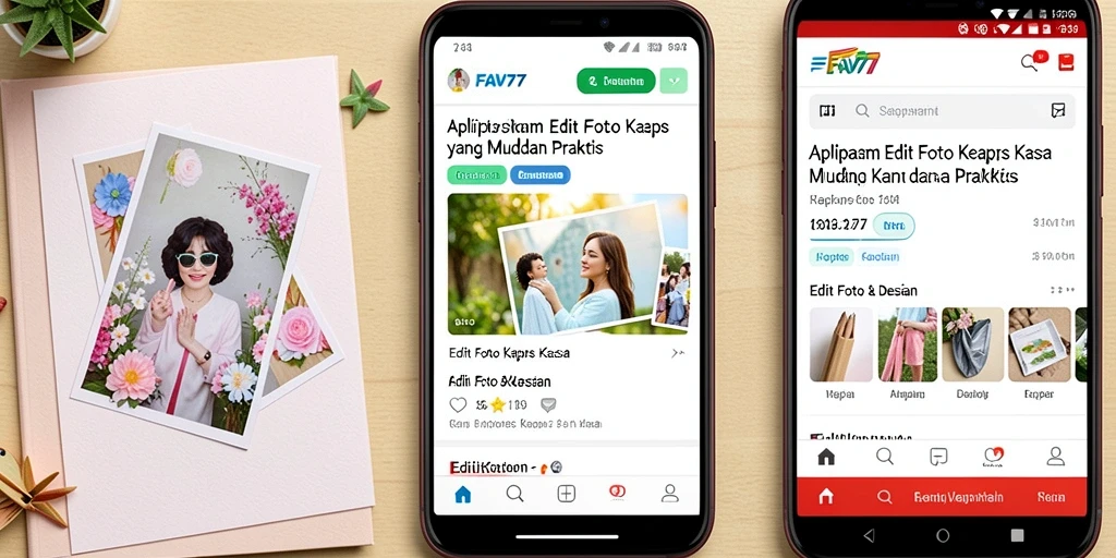 Antarmuka pengguna FAV77 untuk pengeditan foto kertas kaca yang menarik.