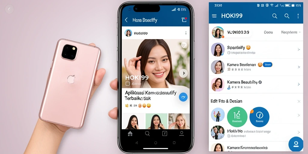 Antarmuka HOKI99 yang menarik dan fitur kamera beautify yang canggih.