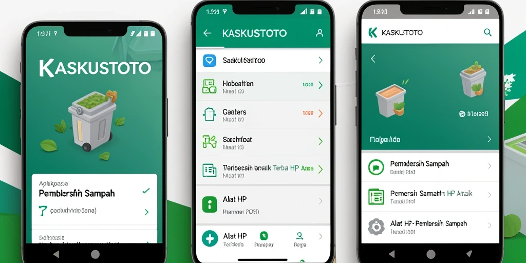 Antarmuka KASKUSTOTO yang menampilkan fitur pembersih sampah dengan desain menarik.