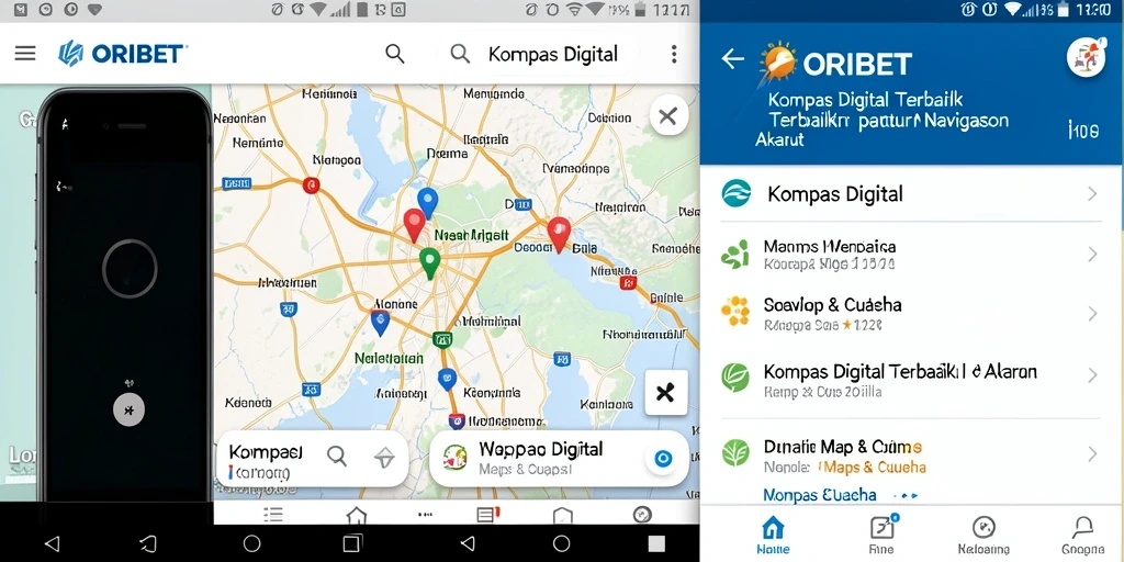 Tampilan antarmuka pengguna ORIBET saat menggunakan fungsi Kompas Digital.