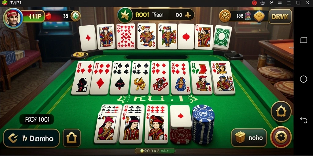 Screenshot antarmuka RVIP1 menampilkan permainan Domino yang menarik.